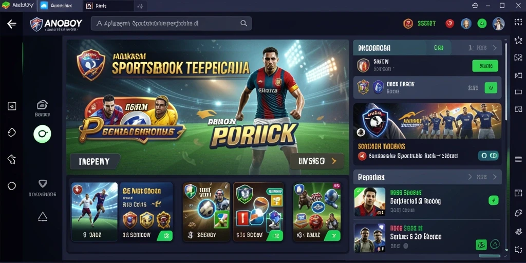 Screenshot gameplay ANOBOY menunjukkan fitur taruhan olahraga yang menarik.