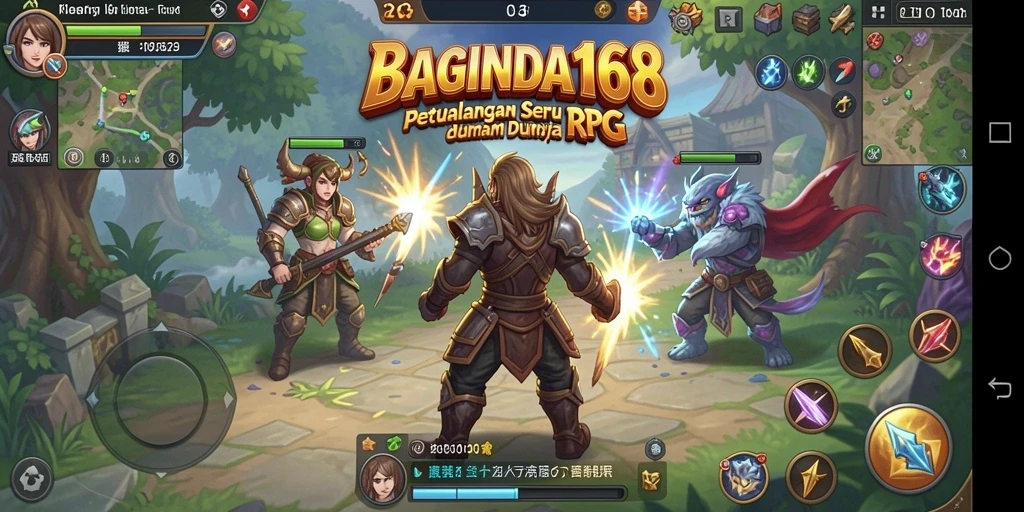 Screenshot menampilkan pertarungan seru dalam gameplay RPG BAGINDA168.