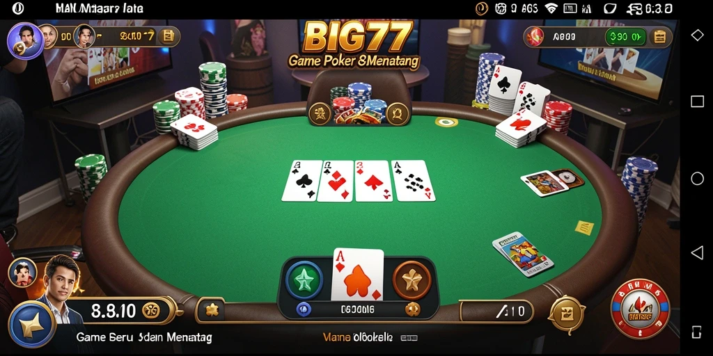 Tangkapan layar BIG77 yang menunjukkan gameplay Poker yang seru.