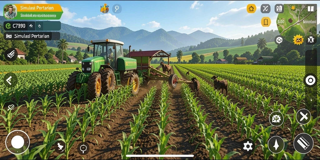 Tampilan screenshot C7890 menunjukkan aktivitas pertanian yang menarik.