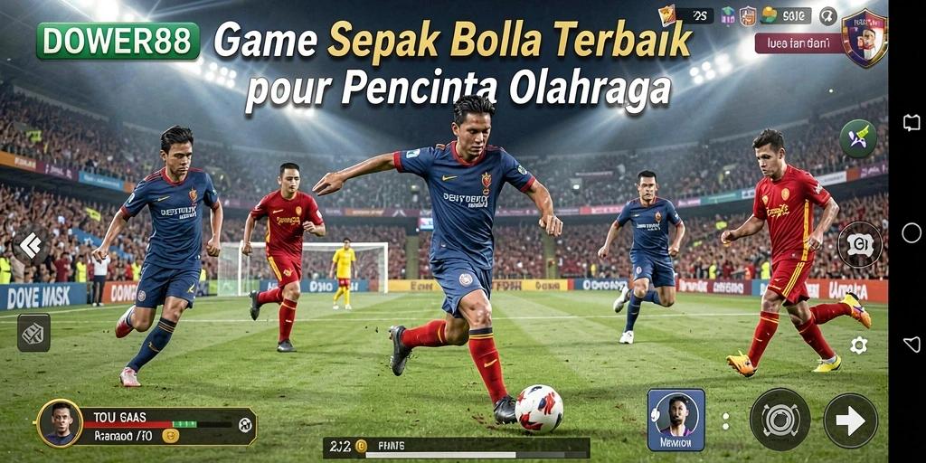 Gameplay DOWER88 yang seru dengan aksi sepak bola nyata.