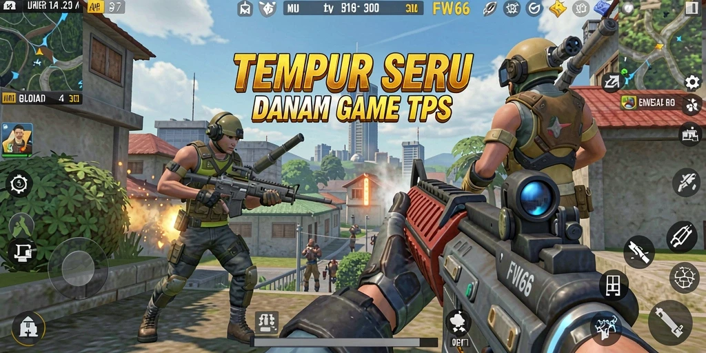 Screenshot gameplay FW66 dengan aksi tembak-menembak seru.