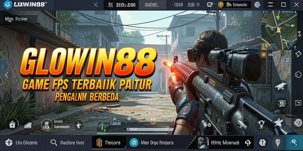 Screenshot GLOWIN88 menampilkan aksi tembak-menembak yang intens.