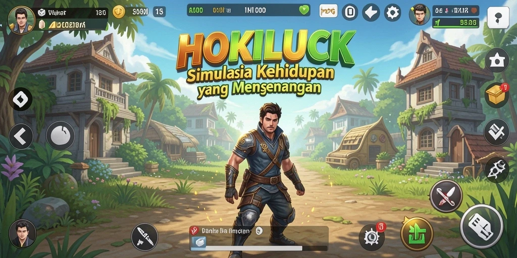 Screenshot gameplay HOKILUCK menampilkan karakter dalam simulasi kehidupan.
