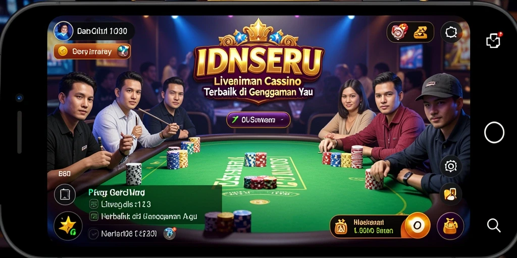 Tampilan utama IDNSERU dengan dealer dan permainan Live Casino yang menarik.