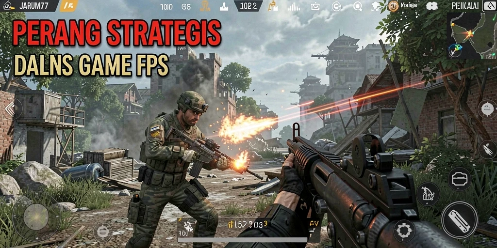 Tangkapan layar aksi mendebarkan dalam gameplay FPS JARUM77.