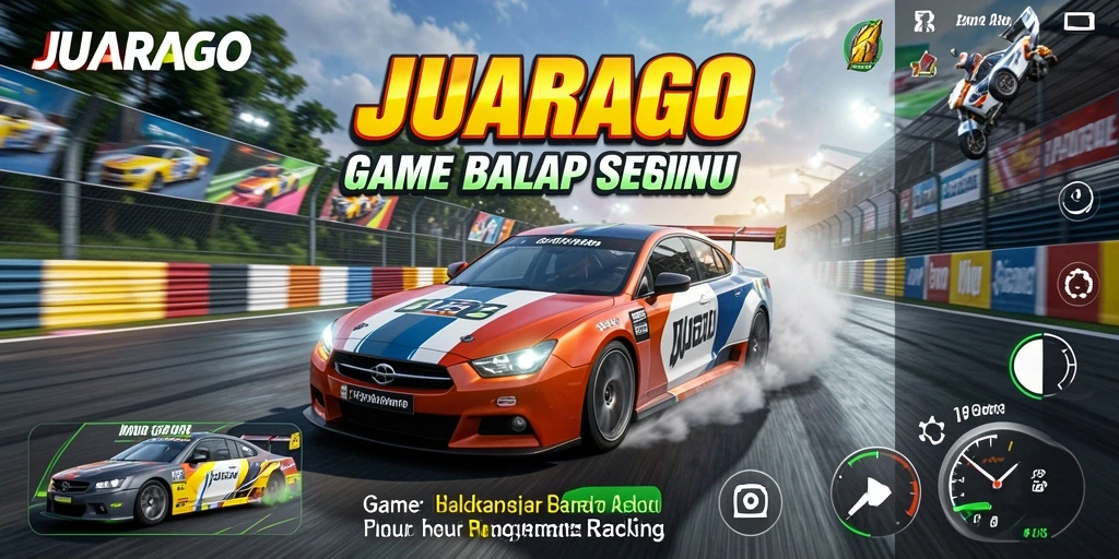 Tampilan gameplay balap JUARAGO yang menegangkan dan seru.