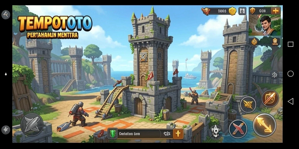 Tampilan gameplay menara pertahanan yang mendebarkan di TEMPOTOTO.